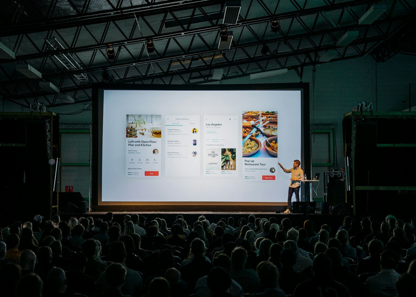 Presentation on a big screen at a brand event – product photography & event agency in Delhi